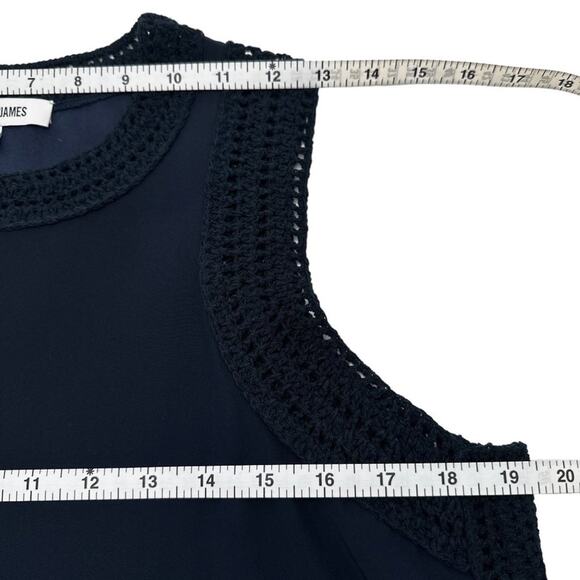 ELIZABETH and JAMES Vivi Crochet Trim Silk Top S - Picture 9 of 10